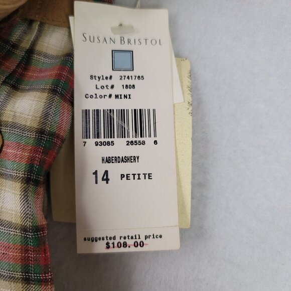 Susan Bristol Tartan Plaid Pleated Midi Skirt Size 14P Fringed Kilt Deadstock US - Picture 7 of 10